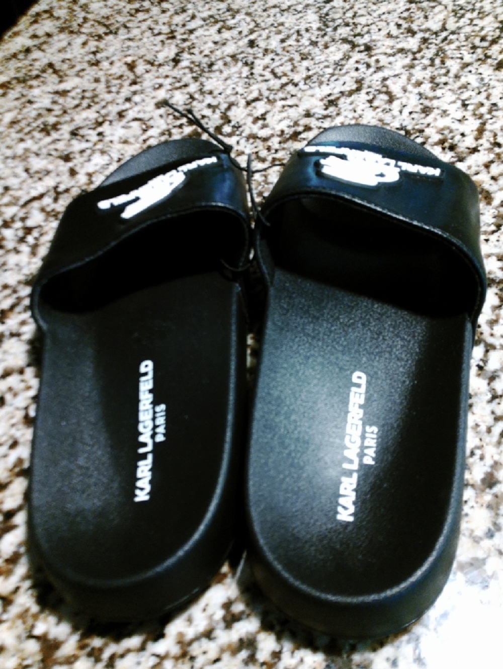 Karl Lagerfeld Kids Black Logo Slide Sandals